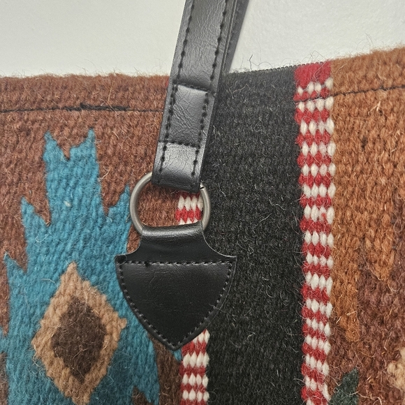 EL Paso Aztec Pattern  Native Handwoven Full zip Wool Blend Shoulder Bag - Picture 10 of 12